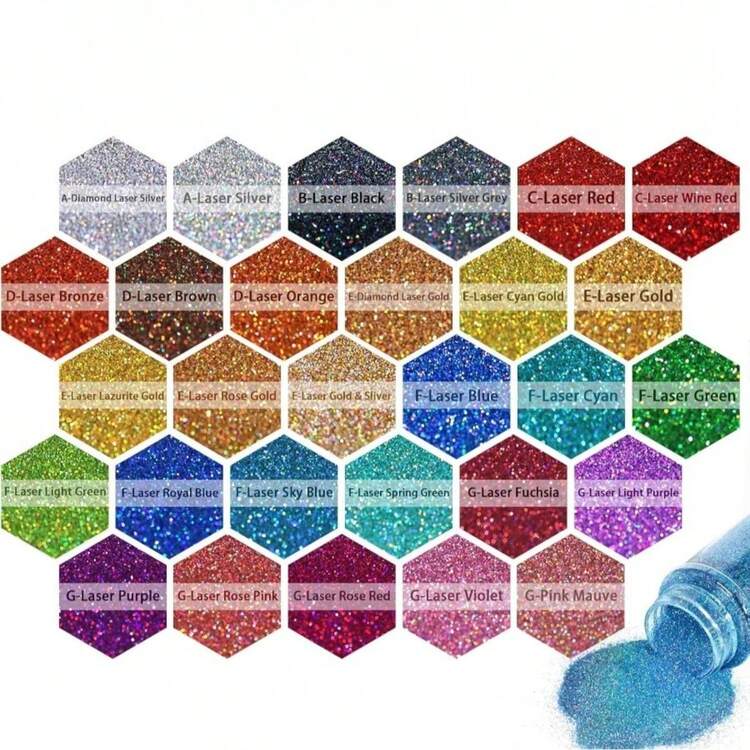 3.5oz/ 100g Holographic Ultra Fine Glitter Powder  Black Glitter 1/128u201D 0.008u201D 0.2mm For Slime Epoxy Resin Craft Tumbler Jewelry Nail Art Festival Makeup Scrapbook Painting Wedding Cards - F-雷射綠 - 查看 2