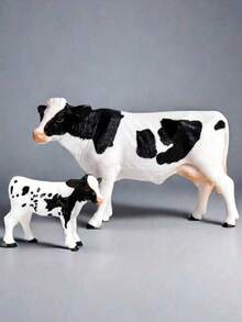 1 pieza Modelo de vaca simulada en blanco y negro, figura estática sólida de vaca y ternero, animal de granja en miniatura, vaca, animal de granja, granja, animal de juguete, vaca en miniatura, juguete de granero, granja de animales, juguete modelo de animal - Regalo de cumpleaños - Regalo de Navidad - Regalo - Regalo perfecto - Presente