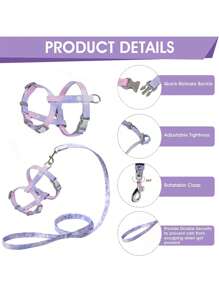 Cat Harness And Leash Set - Adjustable Gradient Kitten Harness, Escape Proof Harness With Leash , Comfortable Soft Lightweight, Use Easy, Outdoor Walking Travel Kitten Harness For Small Medium Large Cats