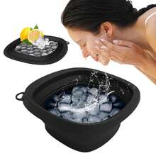 Reusable Silicone Face Ice Bath Bowl - Portable Foldable Wash Basin With Built-In Tray, Suitable For Daily Home Morning Skincare - Multicolor - View 1