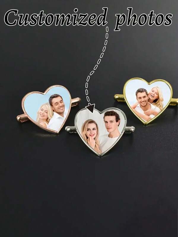 Customized Photo Watch Pendant, Heart-Shaped Craft, Personalized Smart Watch Pendant Accessory, Nitrate Blank Watch Pendant Heat Transfer, Heart-Shaped DIY Craft DIY Photo Crafts - Gold And Silver