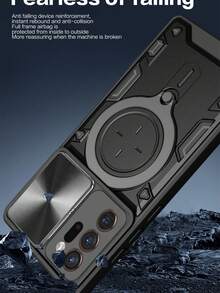 Jiashang+清潔布+支架新款手機殼，360度旋轉指環座+重型防摔殼兼容蘋果11/12/13/14/15 Pro Max，三星S22/23/24+UA04/A05/A14/A15/A24/A25/A34/A54S/Transsion/Moto/Xiaomi/OPPO/VIVO/Redmi Note 13c+ HONOR X7/X8/X9B，TPU材料全套電話保護殼/ Pixel 6/7/8/9專業版A - 黑色 - 查看 3