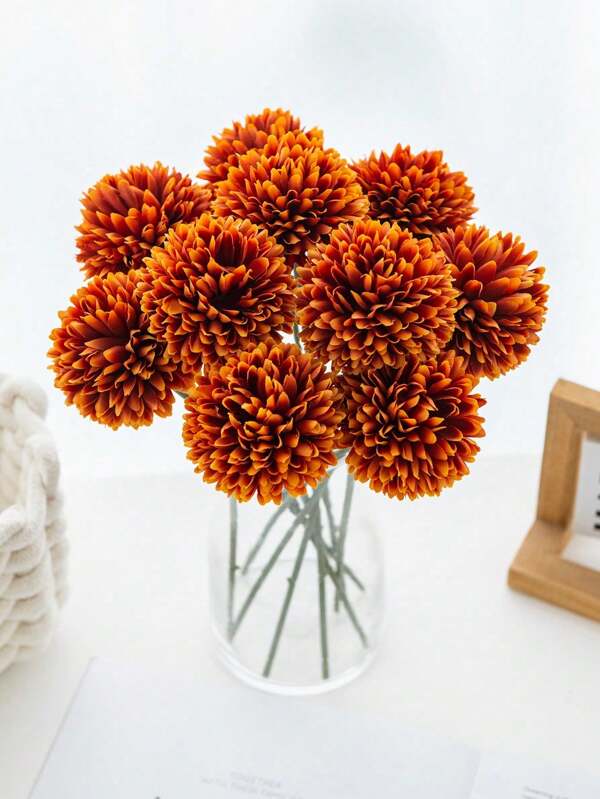1/5/12PCS Artificial Flower Ball Chrysanthemum, Rose Fake Plants, Flower Bouquet, Fall Decorations For Home For Home Decor, Wedding Decorations, Table Centerpiece Decoration, Fall Decor, Room Decor, Balcony Decor, Kitchen Accessories, Dining Room, Bedroom Decor, Bathroom Accessories, Halloween Decor, New Year Decoration, Bride Holding Flower, Birthday Party, Holiday Decoration, Garden Accessories Outdoor