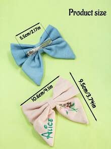 Custom Hair Bows With Embroidery Name, Personalized Velvet Hair Accessories And Clips, Oversized Bows For Women - Multicolor - View 2