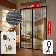 1件磁性纱门，网状帘布，配有强力磁铁和全框魔术贴，多种颜色可选（灰色、白色、黑色、棕色），隐藏式磁条设计，优雅紧密闭合，密实网眼，有效防蚊虫并保护隐私。