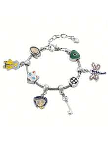 Minimalist Cute Cartoon Pattern Personalized Bracelet, Unique Design Niche Exquisite Commuter Accessory - Gun Black - View 3