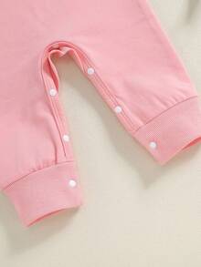 1st Birthday Outfit Baby Boy Girl Jumpsuit Cute Embroidery Long Sleeve Romper Bodysuit One Year Old Birthday Clothes - 粉色 - 查看 5