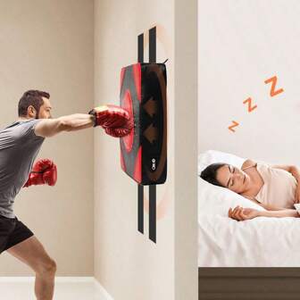 1 Piece Durable Faux Leather Wall Mounted Boxing Target Mat, 12" X 12" Red And Black With Suction Cup - No Drilling Required, Easy To Install For Home Gym, Martial Arts And Fitness Training