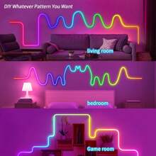 RGB Flexible Neon Light Strip, USB Powered With Remote Control, Multi-Color Switching, DIY For TV Backdrop, Living Room Decor, Gaming Room, Christmas & Halloween Decoration