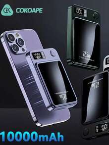 1 个 10000mAh 移动电源，22.5W/PD20W 超级快速充电，磁性无线充电器，便携式手机充电器适用于 16/ 15/14/13/12 设备/Android（USB、Type-C），带 LED 电池显示，户外应急电源备用电池组，便捷的移动充电器，便携式无线充电器 - 黑色 - 查看 2