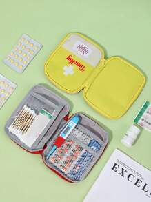 1pc Large-Capacity Medical Bag With Customized Name, Medicine Bag, Portable First Aid Kit, Medicine Storage Bag, Multi-Functional Storage Bag, Travel Medical Bag, Multiple Compartments For Easy Storage, Transparent Fixed Net, Easy To Find