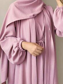 2pcs/Set Sleeveless Tank Top And Cardigan Combo, Multiple Choices, Please Refer To Size Chart Carefully. 1pc Women Pocket Headscarf Design, Skin-Friendly Breathable Fabric, Suitable For Women's Daily Outdoor Prayer Wear, Loose And Convenient Abaya, Two Sizes Available