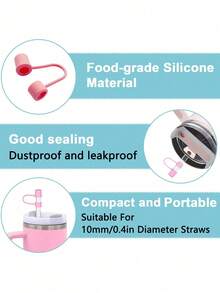 6 pièces/2 pièces Couvre-pailles réutilisables en silicone compatibles avec le couvercle du gobelet , bouchon anti-fuite, anti-éclaboussures et anti-poussière - Multicolore - Voir 4