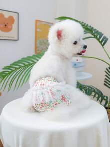 1件宠物衣服，狗狗/猫咪服装，快乐小狗休闲时尚可爱舒适碎花尿布裤，适合小型犬/幼犬 - 彩色 - 查看 4