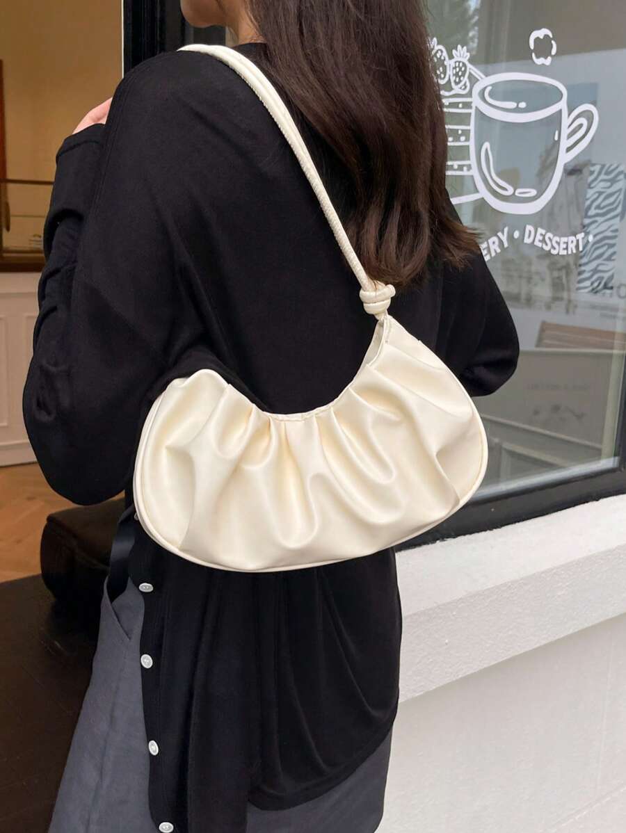 时尚轻巧的新月形褶皱商务包，适合少女、大学生、年轻专业人士和办公室职员，非常适合办公室、学校、工作、商务活动、通勤、户外活动、旅行和社交场合