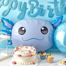 9 Pcs Axolotl Birthday Decorations Inflatable Party Supplies Include 4 Pcs Aluminum Foil Balloons 4 Round Balloons And 1 Axolotl Birthday Themed Party (Blue)2025 - Màu xanh lam - Xem 5