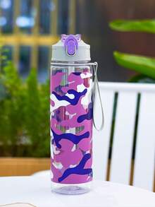 1件 26oz/750ml 迷彩印花塑膠水瓶，運動水杯，便攜防漏，適合健身、運動、跑步、開學使用 - 彩色 - 查看 14