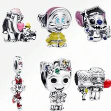 Disney 1 pieza Charm colgante con diseño de Dumbo y bordado "Mum" chapado en plata para pulsera o collar, regalo ideal para festividades