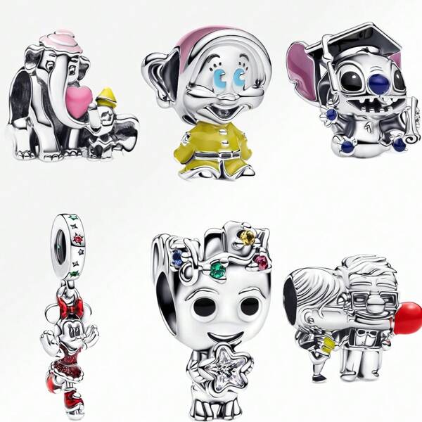 Disney 1 pieza Charm colgante con diseño de Dumbo y bordado "Mum" chapado en plata para pulsera o collar, regalo ideal para festividades