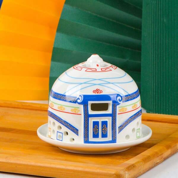 Quemador de incienso, yurta mongola de cerámica, quemador de incienso de aromaterapia para uso doméstico interior, con decoración de regalo, suave y fácil de limpiar