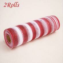1/2 Rolls Deco Mesh Ribbon - 10inch X 30 Feet Each Roll Metallic Foil Mesh Ribbon For Wedding, Birthday,Halloween, Thanksgiving, Christmas, New Year DIY Gift Decorationand Home Decorating