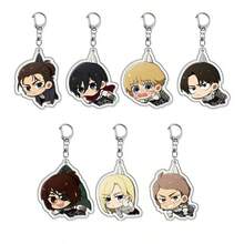1PC/3pcs 2D Cartoon Bag Hanging Decoration Acrylic Key Chain Eren Yeager Mikasa Ackerman Armin Arlert Ackerman Cute Y2K Cartoon Pendant, Suitable For Shoulder Bags And Backpacks And Keys, The Perfect Gift For Fans, Cosplay Party Decoration Pendants Car Pendants Creative Anime Derivatives, Japanese Comic Pendants, Senior Anime Fans Collections, Otaku Series Gifts , Cheap Holiday Gifts