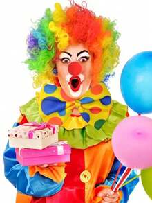 6pcs/Set Circus Party Costume Props, Clown Costume Accessories Including Clown Mask, Bow Tie, Sponge Nose, Shoe Cover, Clown Wig, Performance Props - متعدد الألوان - مشاهدة 6