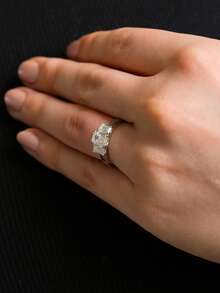 1pc 925 Sterling Silver Elegant Sparkling Diamond Ring, Exquisite Knuckle Ring, Birthday Gift, Romantic Ladies Ring, Great Gift - Elegant Diamond - View 7