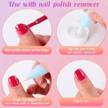 8pcs Nail Polish Remover Pen Gel Nail Polish Corrector Pen Polish Cuticle Nail Edge Cleaning Pen With Cotton Tip For Nail DIY Design Nail Polish Clean Up Tool -It Is Important For Beauties - As Pic - View 2