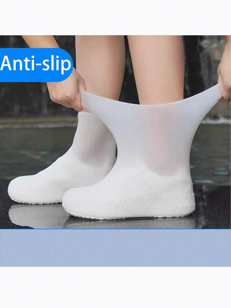 1 Pair Waterproof Latex Anti-Slip Rain Shoe Covers, Thick & Durable Outdoor Rain Boots Covers For Men & Women, Mid-Calf, Portable Insulation, Galentines, Puppy, Carnival, Party Decorations, Spring Summer Picks, Brides Maid Gifts, Room, Bedroom Decor, Bedroom Decor, Beach, Travel, For Men, For Women, Vacation - Multicolor - View 1