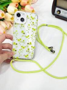 1 件绿色玫瑰花印花透明 TPU 软手机壳，带 1 条可拆卸绿色挂绳，适用于 15 Pro Max、 15 Pro、 15 Plus、 11、 12、 12 Pro Max、 13、 13 Pro Max、 14、 14 Pro Max、 14 Plus、 16、16 Pro、16 Plus、16 Pro Max - 彩色 - 查看 6