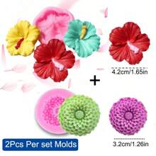 1/2 piezas Molde de silicona con flor de hibisco mini de cinco pétalos, candles de jabon 3D con forma de flor perfumada de arcilla de gypsum para hacer molduras, artesanía de resina y arcilla polimérica y decoraciones DIY