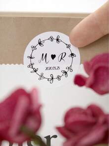 30-240Pcs Custom Wedding Stickers, Personalized Name Label Stickers, Customized Text Round Stickers, Customizable Thank You Stickers, Black Gold Vinyl Stickers For Birthday Party Decorations, Anniversary Gift Boxes - Style a - View 7