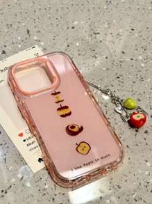 Funda de teléfono con colgante de manzana rosa de estilo coreano Ins, adecuada para iPhone 16 Pro Max/iPhone 15, nuevo modelo de mujer 14, 16 personalizado 13 de alta gama 15 Pro a prueba de golpes 14 Pro/12/11 Funda protectora