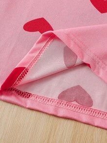 2 件套女童长袖心形印花睡衣套装，适合 4-12 岁女孩和幼儿的薄款打底睡衣 - 彩色 - 查看 6