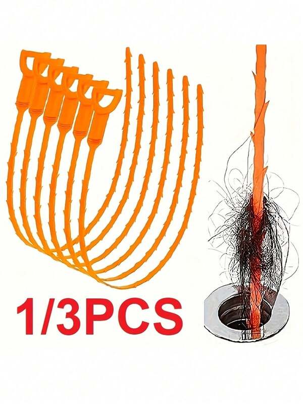 1/3/5/10 piezas de herramientas unicolor para desobstruir costillas, ganchos para desprender costras, desenredar el cabello y el piso, cepillos de limpieza antibloqueo para el fregadero del baño, recogedor de pelo de plástico para costuras del hogar, herramientas de eliminación de bloqueo de tuberías para drenaje del cabello, eliminador de cabello para uso doméstico, muy adecuado para bañotub, inodoro, fregadero y otros accesorios de baño