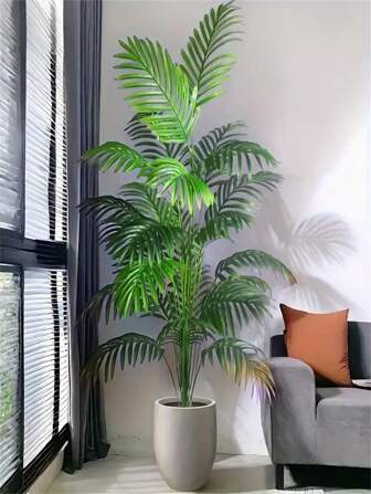 1pc 60-125cm Artificial Palm Tree, Tropical Fake Green Leaves Coconut Tree Branches, Home Garden Office Party Kitchen Decor, Potted Plant
