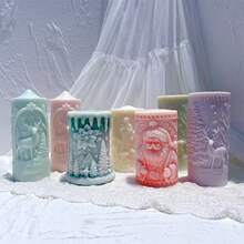 Moule de bougie en silicone en forme de colonne de cerf, moule en silicone de colonne du Père Noël, moule en silicone de fleur de Noël en cire de soja, décoration de Noël