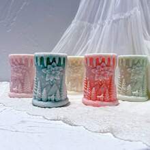 Moule de bougie en silicone en forme de colonne de cerf, moule en silicone de colonne du Père Noël, moule en silicone de fleur de Noël en cire de soja, décoration de Noël