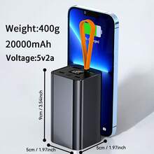 20000mAh 紧凑型移动电源，2 个 USB-A 输出充电端口和 2 个 TYPE-C 输入端口，可为智能手机、平板电脑、智能手表快速充电 - 适用于毕业礼物、单身派对礼物、伴娘礼物、父亲节礼物、新娘送礼会礼物、婚礼宾客礼物、生日派对装饰和婚礼用品、返校 - 黑色 - 查看 3