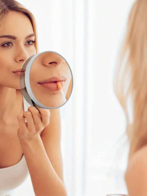 1pc 5X/10X Magnifying Glass With Suction Cup, Powerful Magnifying Makeup Mirror For Precise Makeup And Hair Removal, Suitable For Close-Up Use