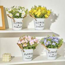 1pc Vintage Iron Flower Bucket Planter, Decorative Garden Home Decor Flower Pot, Indoor Modern Decorative Flower Pot For Plants, Succulents, Flowers And Cacti With Drainage Hole And Tray For All House Plants Vase Room Decor Flower Vase Glass Vase - Multicolor - View 2