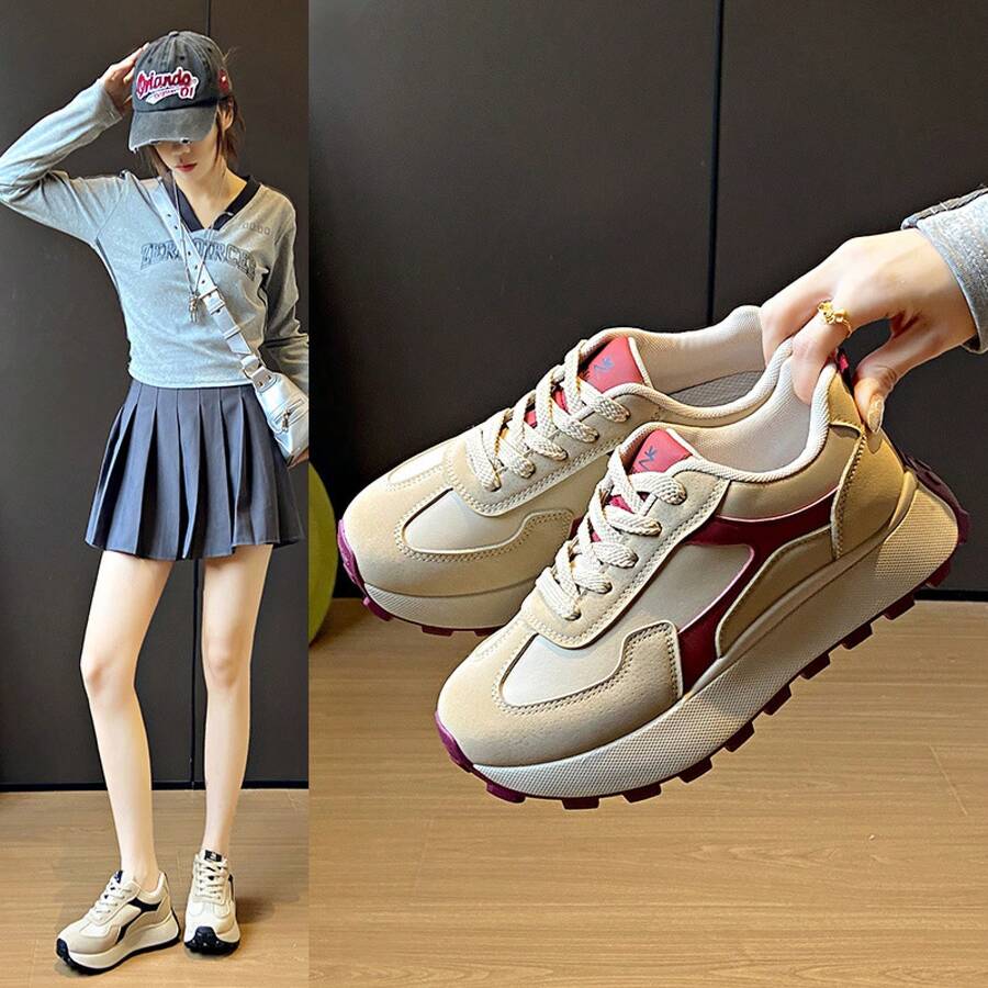 Women Chunky Shoes - 卡紅 - 查看 1