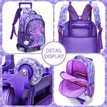 3件套女童16英寸轻便可爱亮片背包，带手提包和铅笔盒，适合小学、初中和高中学生，是返校季的最佳礼物