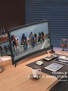 1pc 12/14/16/18 Inch Ultra Clear Mobile Phone Screen Amplifier, New Upgraded 3D Curved Screen Foldable And Extendable, Mobile Phone Desktop Stand, Anti Blue Light Lenses, Eye Protection