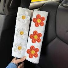 1pc/2pcs Car Seat Belt Shoulder Protector Fresh Floral Car Seat Belt Protector Soft And Comfortable - one-size - View 2