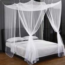 Mengersi Mosquito Net For Bed Canopy With Zipper,Canopy Bed Curtains Single Full,Queen King Size Bed,Mosquito Netting For Patio,Camping,Bug Net For Camping,White - Ivory - View 7