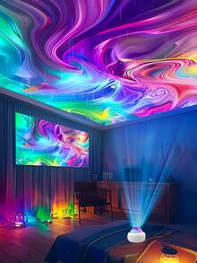 1 Stück Aurora Borealis Sternenhimmel Projektionslampe, 16 Farbmodi romantisches Tanzlicht, erstelle deine eigene Bühne, Schlafzimmer, Party, Geburtstag, Festival Geschenk mit bunter Aurora Borealis, traumhafte Schönheit, geeignet für alle Anlässe