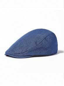 Beret, Solid Color Breathable Imitation Linen Forward Hat