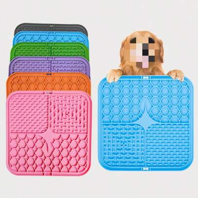 1pc 4-Compartment 2025 New Pet Slow Feeder Mat, With Dedicated Scraper & Spreading Spoon, Silicone, Suction Cup, Wall-Mountable, Suitable For Cats & Dogs Slow Feeding, Textured Design For Slower Eating, Ideal For Pet Dogs